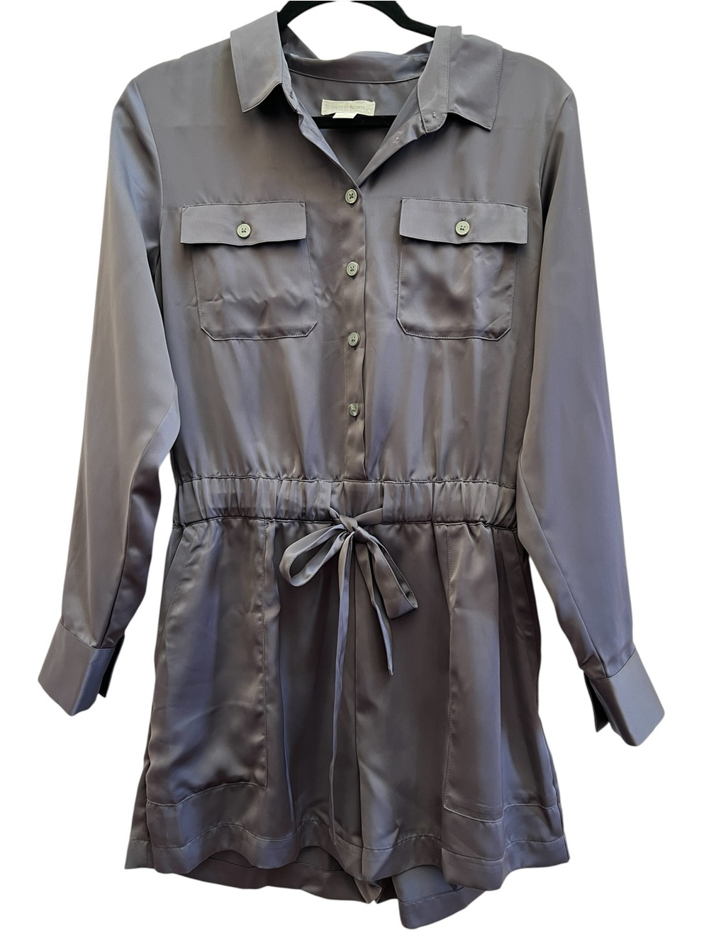Outerknown Gray Utility Romper Drawstring Waist Pockets Small Coastal Minimalist - Picture 2 of 5